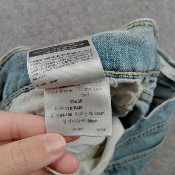 Levi S61 Jeans Men 33x30 Signature‎ Strauss Work Blue Relax Straight Distressed - Picture 7 of 13